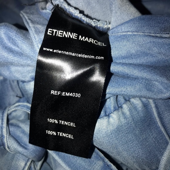 Etienne Marcel Blue Chambray Romper w Pockets - Picture 9 of 14